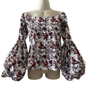 CAROLINE CONSTAS GISELLE PRINTED  BLOUSE SIZE S